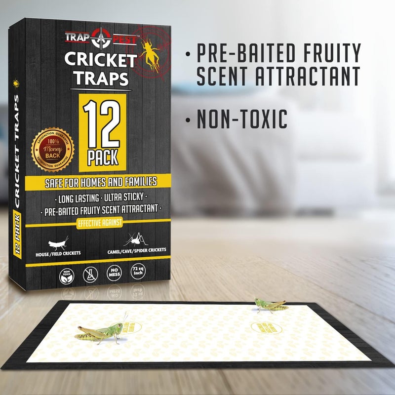 TRAP A PEST مصائد صراصير داخلية (12 مصيدة) مصائد لزجة كبيرة الحجم - مصائد لزجة غير سامة للصراصير - مصيدة صراصير داخلية برائحة فواكه مسبقة الطعم - مصائد لزجة للحشرات للصراصير - - Image 3